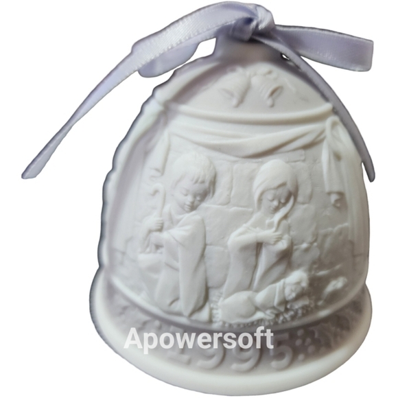 Lladró Other - 1995 Lladro White Ceramic Christmas Bell Ornament